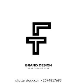 Modernes minimales TF FT-Logo mit kreativem negativem Raumdesign, ideal für Branding und Identität.