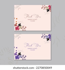  Modern minimal thank you wedding card design template 