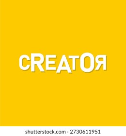 Modern and minimal typography text design featuring the word “Creator”. Clean vector illustration suitable for branding, digital marketing, social media posts, posters, website headers, merchandise, startup identity, and creative content themes. Fully editable and scalable vector artwork.