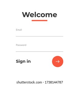 Modern minimal user login form menu or page interface design with flat sytle. Sign up template for website, mobile, and apps development. Vector Eps 10