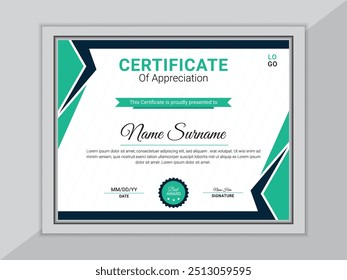 Modern minimal vector certificate template design for company