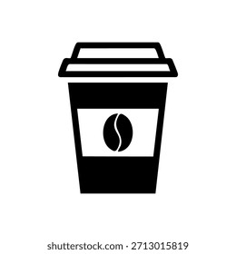 Icono de Vector minimalista moderno de una taza de café para llevar: ilustración en blanco y negro ideal para la marca de cafeterías, empaques y gráficos relacionados con bebidas