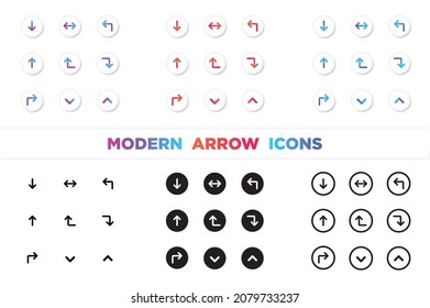 Modern and minimal web arrow icons set