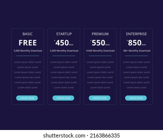 Modern Minimal Web Pricing Table