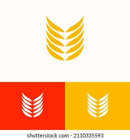 Modern minimal wheat grain logo vector design concept. Agriculture farm logomark illustration template. Can representing organic, plant, seed, vegan, food, harvest, health, bread, cereal.