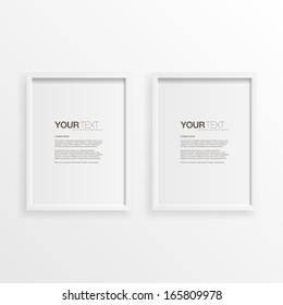 Modern minimal white frames on wall with your text  Eps 10 vector illustration 