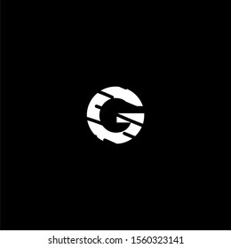 modern minimal white monogram G logotype simple textured design concept isolated on black background.