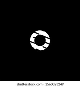 modern minimal white monogram O logotype simple textured design concept isolated on black background.