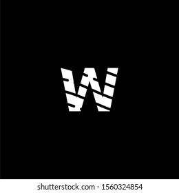 modern minimal white monogram W logotype simple textured design concept isolated on black background.