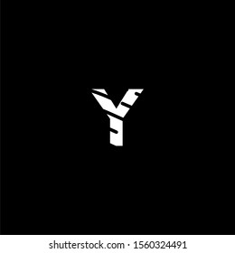 modern minimal white monogram Y logotype simple textured design concept isolated on black background.