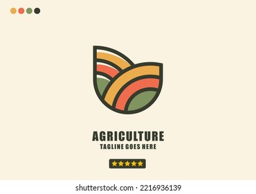 Modern and minimalis botanical and natural farming logo template for agriculture company