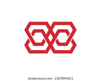Modern Minimalis Logo with Outline Concept, Red line Logo.