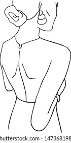 Modern minimalism art, aesthetic contour. Abstract woman portrait minimalist style. Single line vector illustration