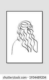 Modern minimalism art, aesthetic contour. Abstract woman portrait minimalist style. Vector EPS10.