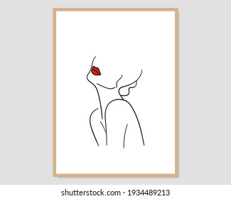 Modern minimalism art, aesthetic contour. Abstract woman portrait minimalist style. Vector EPS10.