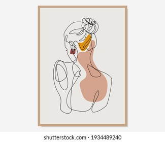 Modern minimalism art, aesthetic contour. Abstract woman portrait minimalist style. Vector EPS10.