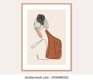 Modern minimalism art, aesthetic contour. Abstract woman portrait minimalist style. Vector EPS10.