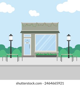Modern minimalism store front flat design with japandi or earth tone colors