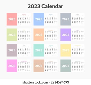 Modern and minimalist 2023 calendar. 2023 calendar template with modern style. 2023 calendar template with minimalist style