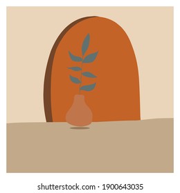 Modern minimalist abstract aesthetic illustration. Bohemian style wall decor. Pastel contemporary artistic poster.