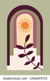 Modern minimalist abstract aesthetic illustration. Bohemian style wall decor. Vector flat illustration