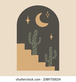 Modern minimalist abstract aesthetic illustration. Bohemian style wall decor. Contemporary artistic poster.