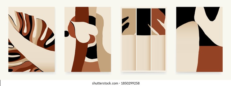 Modern minimalist abstract aesthetic illustrations. Contemporary wall decor. Collection of creative artistic posters. 