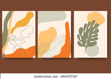 Modern minimalist abstract aesthetic illustrations. Bohemian style wall decor. Collection of contemporary artistic posters.