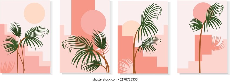 Modern minimalist abstract aesthetic illustrations. Collection of contemporary artistic posters.