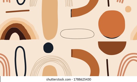 Modern Minimalist Abstract Aesthetic Pattern. Bohemian Style Contemporary Artistic Print. 