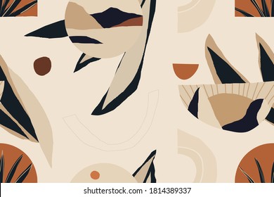 Modern minimalist abstract aesthetic pattern. Bohemian style. 