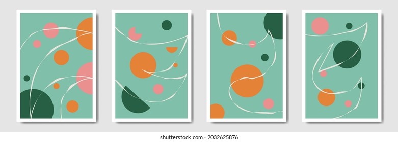 Modern minimalist abstract background,  Bohemian style wall decor collection, Set of boho style aesthetic illustration with seamless pattern