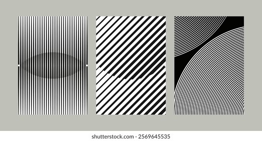 Modern minimalist abstract design featuring dynamic line patterns. An illustration template ideal for brochures, flyers, book covers, and corporate prospectuses.