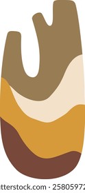 Modern and minimalist abstract design featuring an organic shape with wavy lines in earth tones, creating a visually appealing composition suitable for various design projects