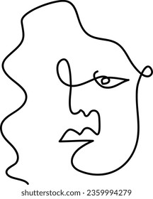 Modern minimalist abstract face line art element. Aesthetic style portrait art. Sketch minimalist art. One-line drawing abstract. Contemporary continuous line art portrait, minimalist contour face.