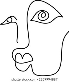 Modern minimalist abstract face line art element. Aesthetic style portrait art. Sketch minimalist art. One-line drawing abstract. Contemporary continuous line art portrait, minimalist contour face.