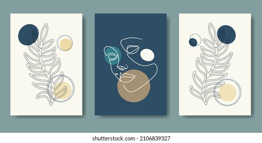 Modern minimalist abstract floral aesthetic poster. Collection of contemporary artistic illustration prints