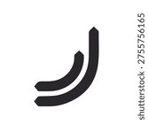 A modern and minimalist abstract icon featuring two parallel black curved lines with arrow-like tips pointing upwards on a clean white background.