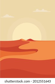 modern minimalist abstract illustration. Natural sunset abstract landscape background. sun, sky and desert