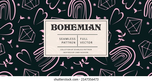 Modern minimalist abstract illustration pattern. Creative collage contemporary seamless pattern. Fashionable template for design. Bohemian style