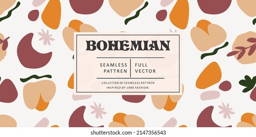 Modern minimalist abstract illustration pattern. Creative collage contemporary seamless pattern. Fashionable template for design. Bohemian style