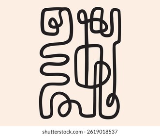 modern minimalist abstract one line art print. contemporary aesthetic background. Continuous one line doodle drawing. Vector illustration