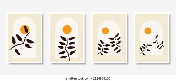 Modern and minimalist abstract plants illustration for background or wall art