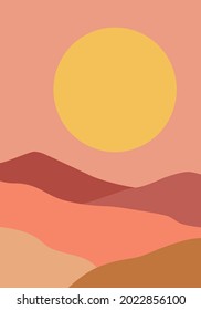 modern minimalist abstract sunset on the desert. Abstract natural scenery background. desert at morning.