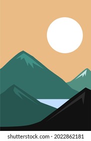 modern minimalist abstract sunset on the mountain. Abstract natural scenery background. mountain at afternoon.