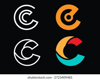 Modernes minimalistisches abstraktes Vektor-C-Großbuchstaben-Logo-Design für die Corporate Brand Identity 