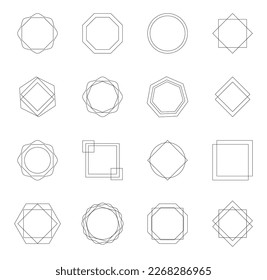 Modern Minimalist Aesthetic Geometric Linear Frames. Trendy Minimal Style Boho Frames For Creating Logo, Badge, Posters, Invitation, Social Media Posts and Stories