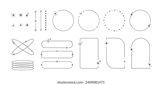 Modernos marcos estéticos minimalistas y formas geométricas con estrellas