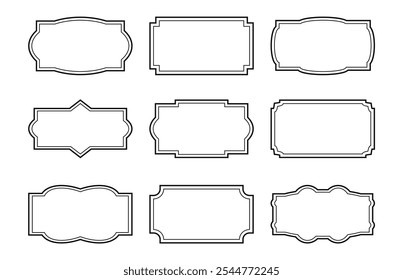 Moderna línea estética minimalista Marcos. Esquema de formas geométricas de arco. Conjunto decorativo de bordes de texto con trazo editable