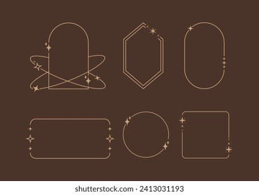 Modern minimalist aesthetic line geometric frames with stars 
